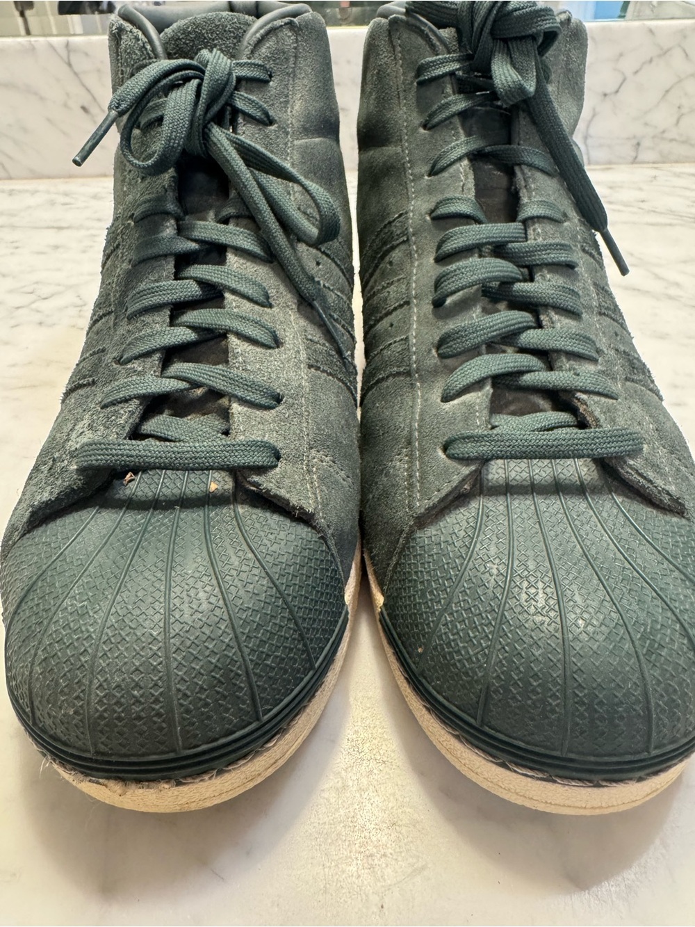 adidas Men's High-Top Sneakers in Dark Green Suede